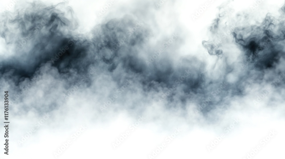 Dark gray smoke clouds isolated on white. Dark gray smoke clouds isolated on white.