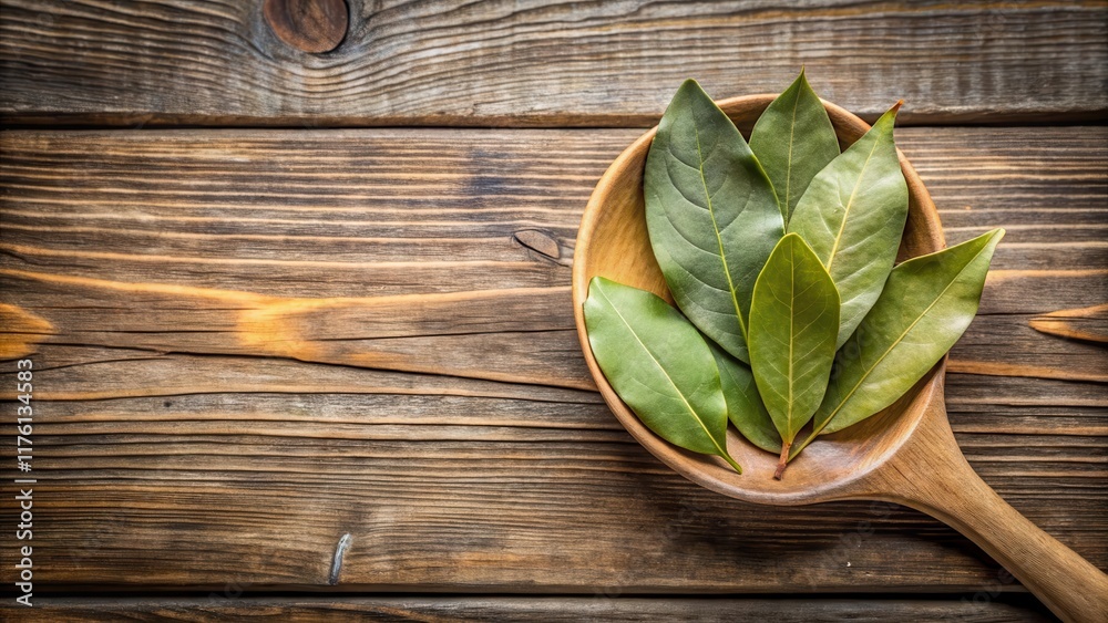 Bay leaves drying on a wooden spoon, wooden, kitchen, wooden, kitchen, cooking, dried, food, aroma, green Bay leaves drying on a wooden spoon, wooden, kitchen, wooden, kitchen, cooking, dried, food, aroma, green
