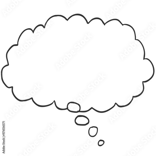 Monochrome Cartoon Cloud Thought Bubble with Trail