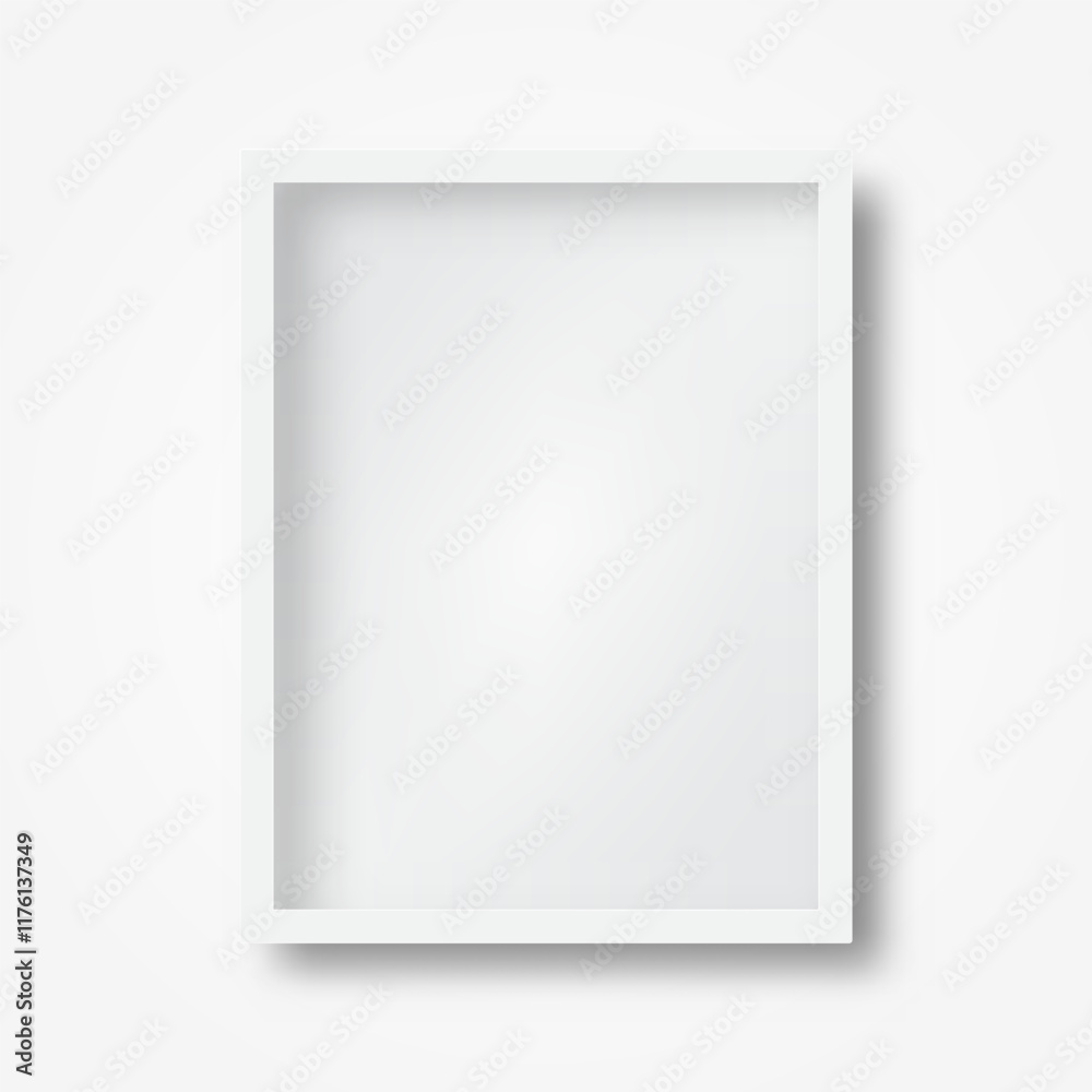 Empty white picture frame mock up on white background for your design, Vector Illustration Empty white picture frame mock up on white background for your design, Vector Illustration