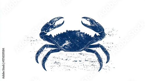 Stylized blue crab illustration on white background. photo