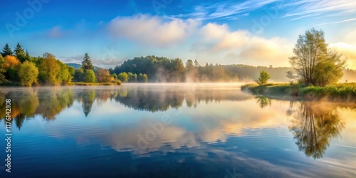 Wallpaper Mural Gentle mist rising from a tranquil lake, serene landscape, serenity,  serene landscape, serenity Torontodigital.ca