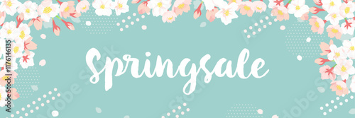 春のセールバナー | 桜の華やかデザイン ( ベクター素材 バナー 背景 )