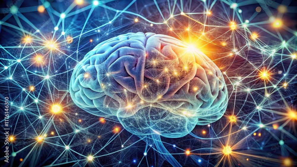 A stylized chalk drawing of a brain surrounded by glowing neurons and synapses, with intricate lines and patterns that convey knowledge and understanding , Mental Power, Art