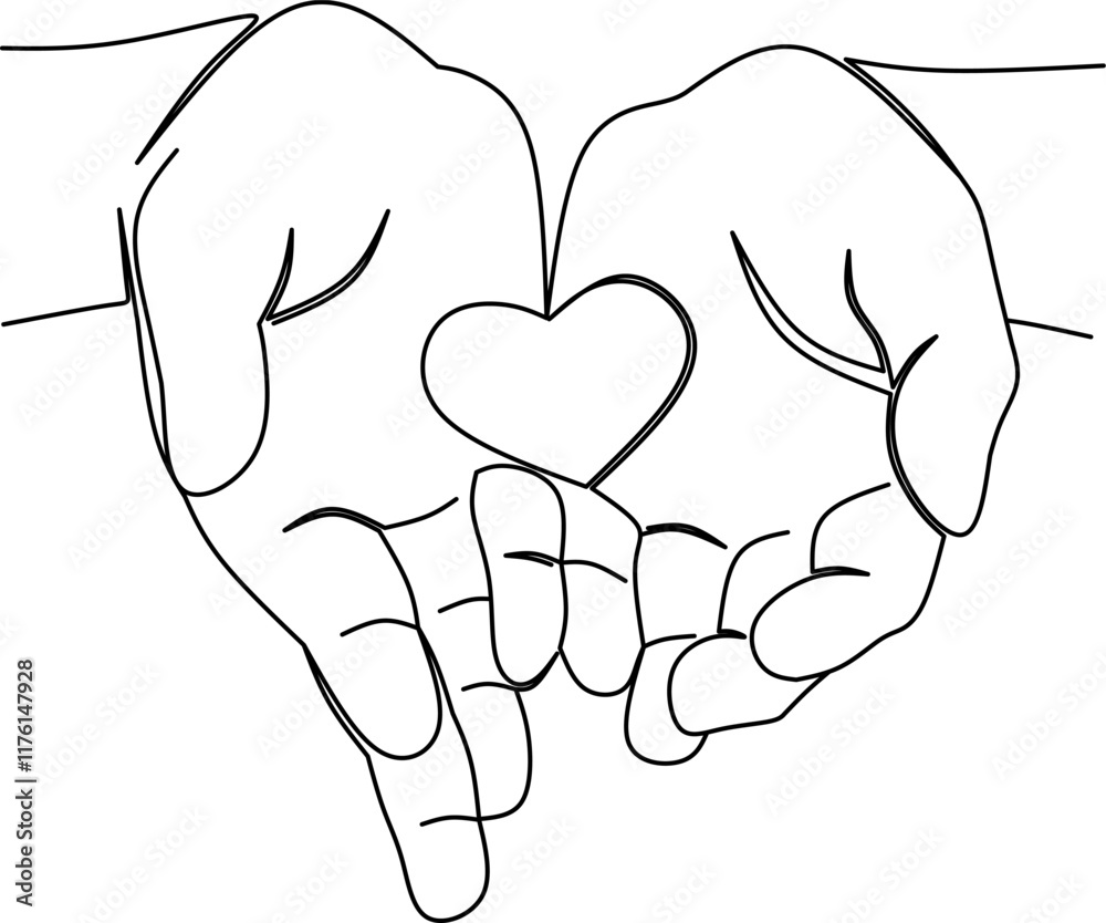 Hand holding heart continuous line drawing vector on white background ,hand holding heart continuous line art design vector Hand holding heart continuous line drawing vector on white background ,hand holding heart continuous line art design vector