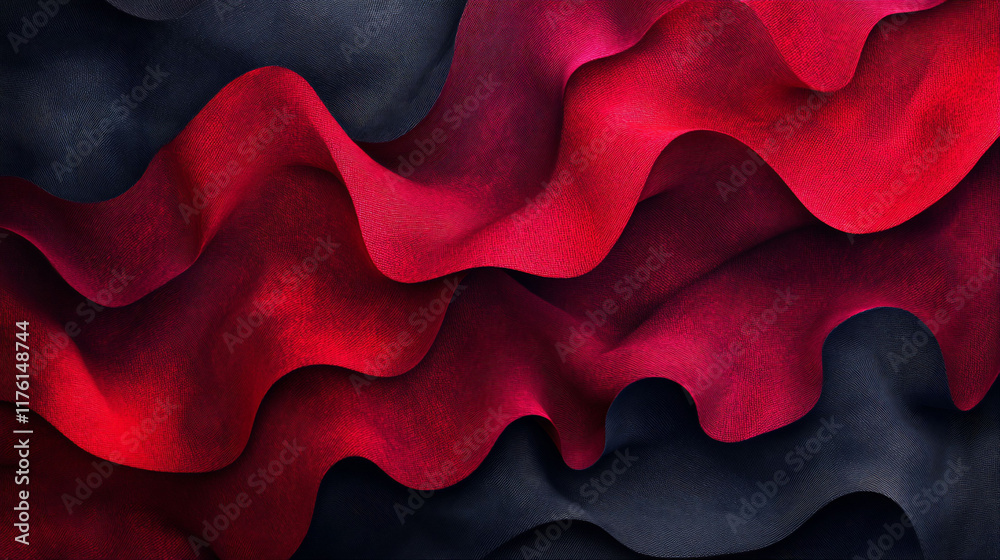 Abstract red and dark blue wavy fabric folds. Abstract red and dark blue wavy fabric folds.