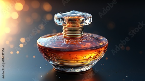 Luxurious perfume bottle, elegant design, bokeh background, studio shot, for cosmetics advertisement photo