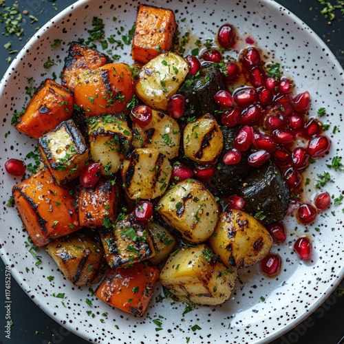 an appetizing serving  of grilled vegetables with a wide variety of selection photo