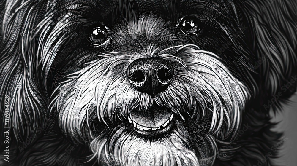 Monochrome Artistic Portrait of a Happy Dog Monochrome Artistic Portrait of a Happy Dog