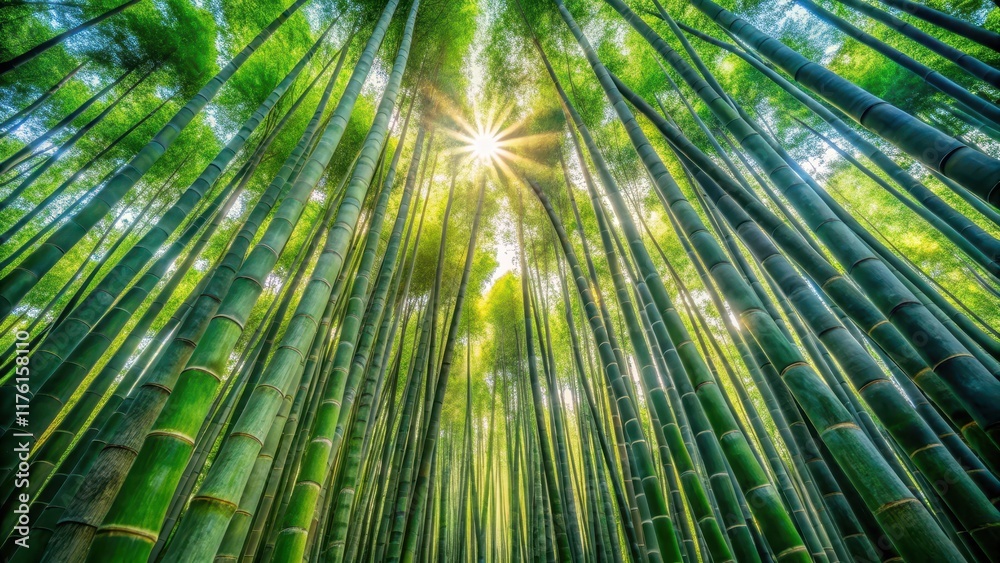 Dense Bamboo Forest with Tall Trees and Sunlight Filter , sunlight filter, bamboo forest