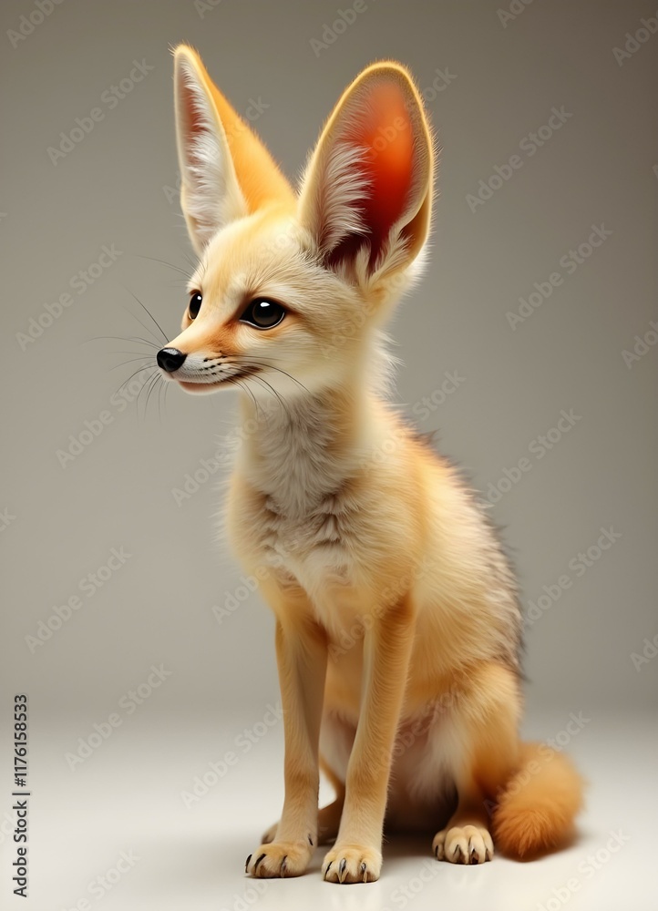 Fototapeta premium Fennec Fox Pup: A Captivating Portrait in Warm Hues