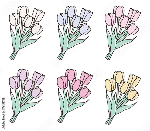 かわいいチューリップの花束のベクターイラスト