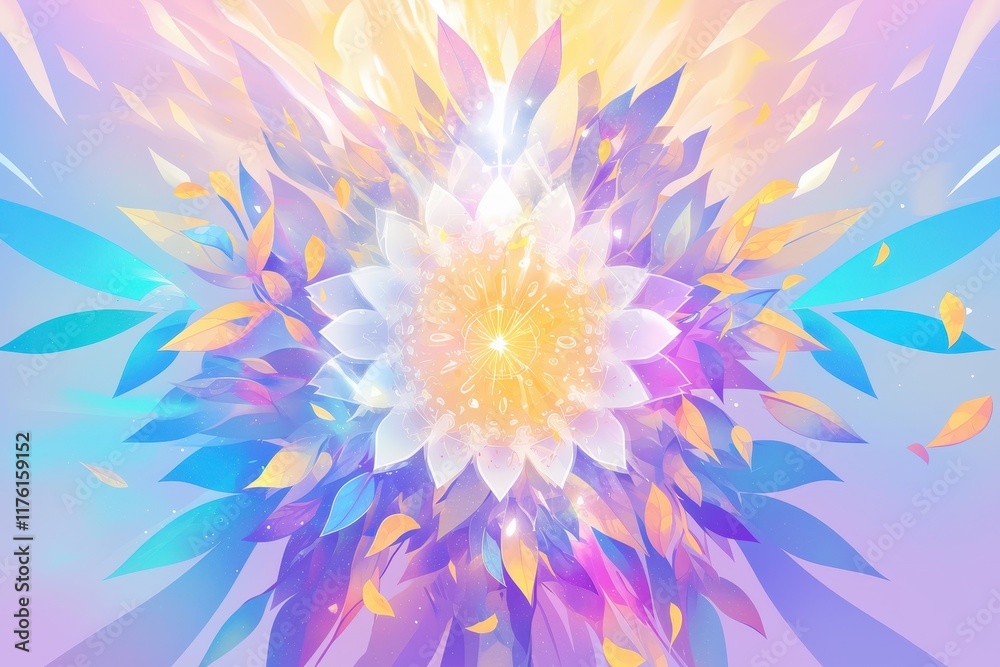 Obraz premium A Dreamy Flower Blossom Surrounded by Falling Leaves