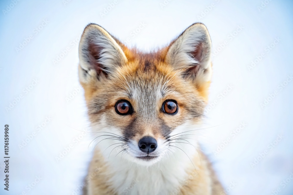 Fototapeta premium Adorable Curious Mammal with Bright Eyes on White Background - Playful Animal Stock Photo