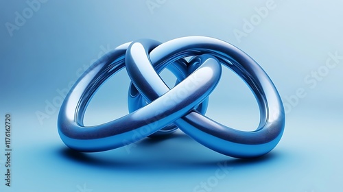 Abstract 3D design of interlocked rings with a dynamic blue gradient backdrop