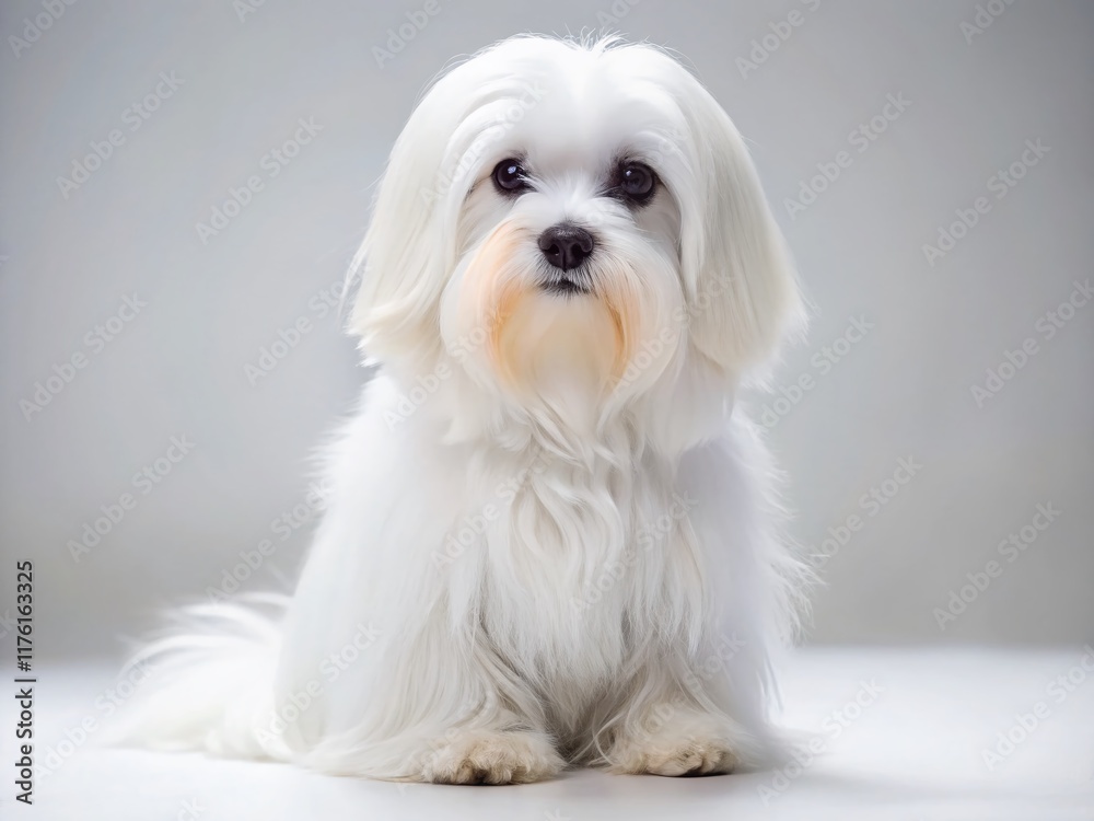 Adorable Maltese Dog Posing on White Background - Pure Breed Puppy Adorable Maltese Dog Posing on White Background - Pure Breed Puppy
