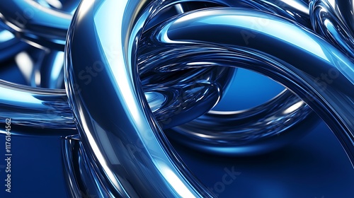 Wallpaper Mural Interlocked chrome rings in a futuristic 3D render with a deep blue backdrop Torontodigital.ca