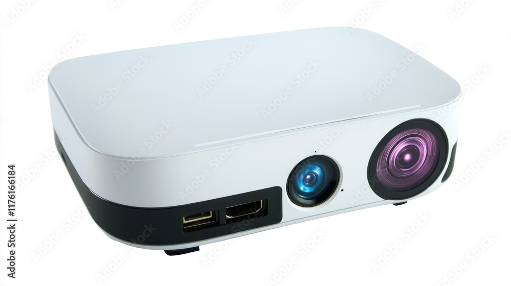 Compact and Modern Home Projector with Multiple Ports and Sleek Design for Crisp Visual Experiences in Home Entertainment and Presentations