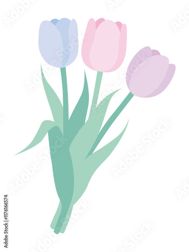 かわいいチューリップの花束のベクターイラスト
