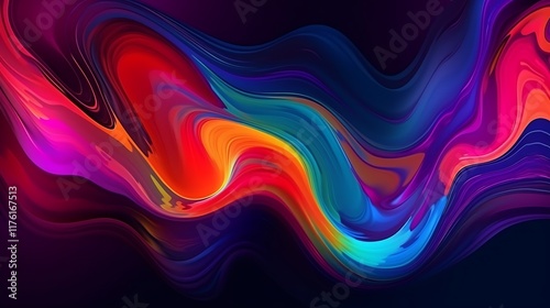 Abstract Colorful Swirling Waves of Paint