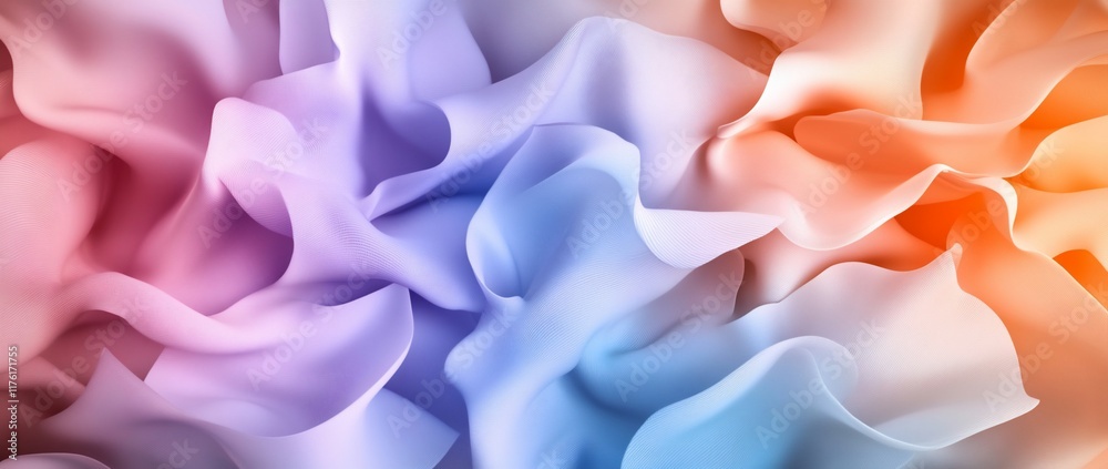 Obraz premium Abstract pastel fabric texture with soft waves and gradient colors.