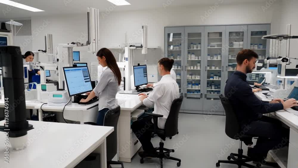 Modern Pharmaceutical Laboratory: Scientists at Work Modern Pharmaceutical Laboratory: Scientists at Work