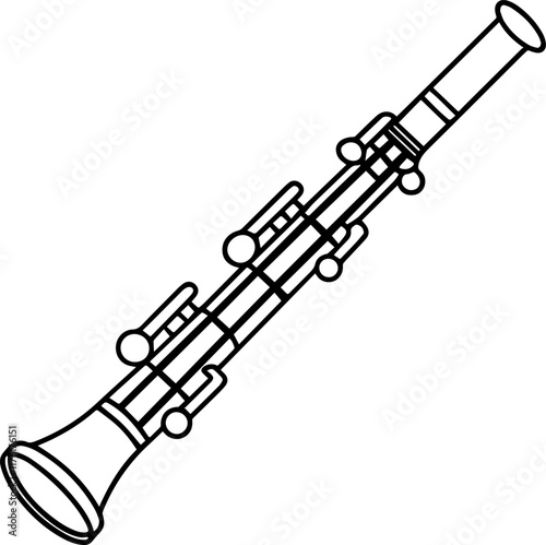 Black and White line art of an English Horn, vector illustration 