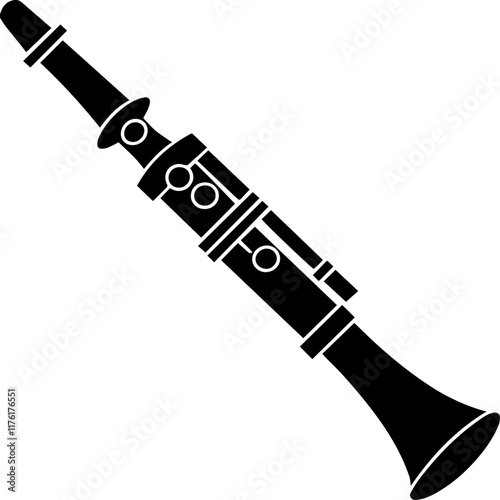 Black and White Silhouette of an English Horn, vector illustration 