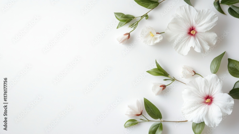 Obraz premium A white background with flowers on it