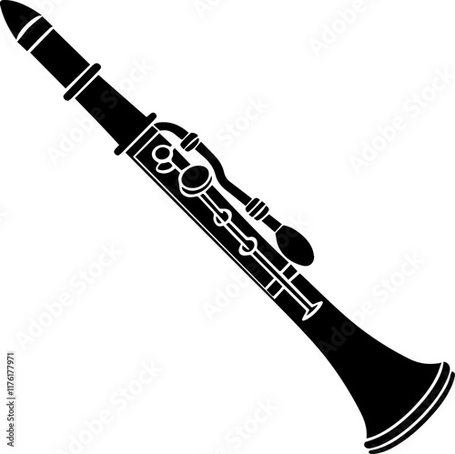 Black and White Silhouette of an English Horn, vector illustration 