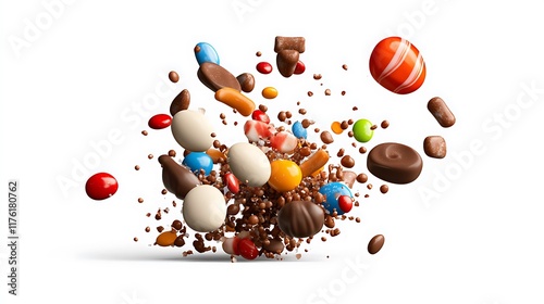 Vibrant Candy Explosion: A 3D Render of Assorted Sweets AI Generated photo