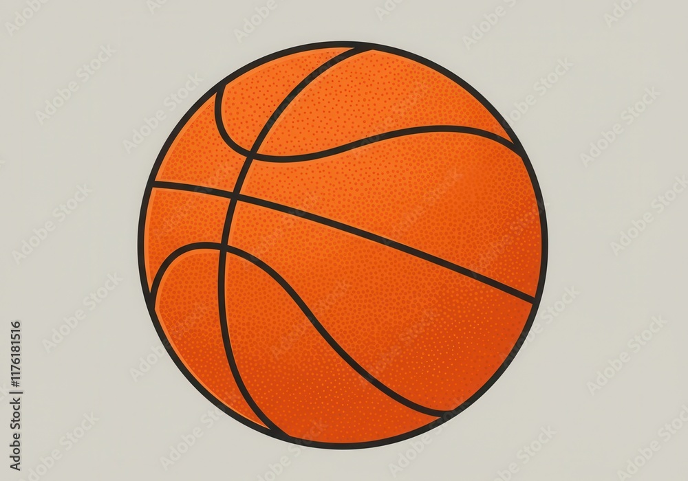 Fototapeta premium Minimalist basketball design with bold lines and textured detail