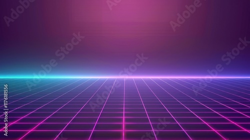Retro Futuristic Grid Landscape