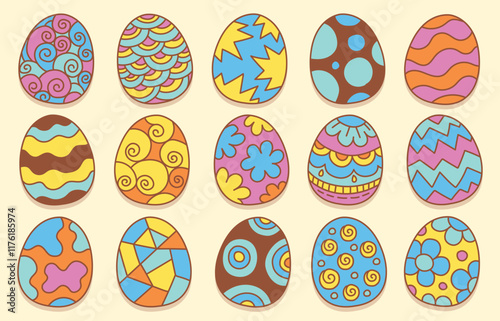 Hand drawn easter egg doodle vector collection