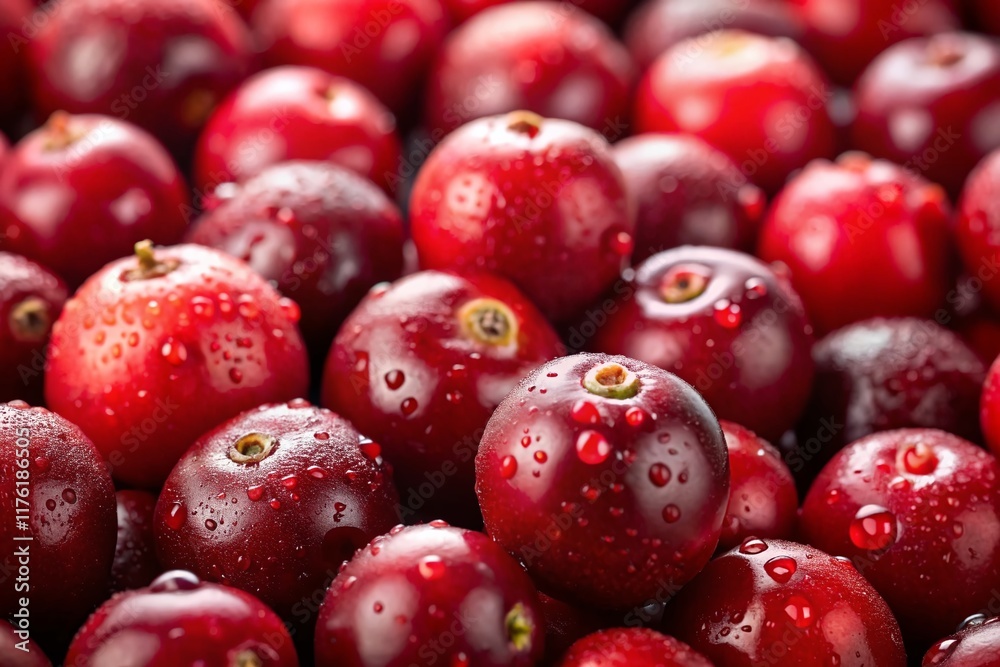 Close-up Macro Shot of Fresh Cranberries with High Depth of Field Close-up Macro Shot of Fresh Cranberries with High Depth of Field