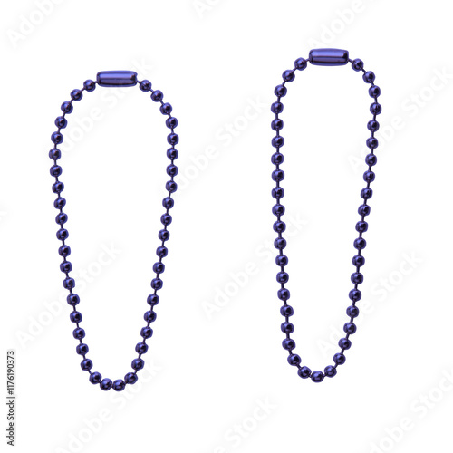 Two Blue Ball Chains Isolated on Transparent Background for Design Use