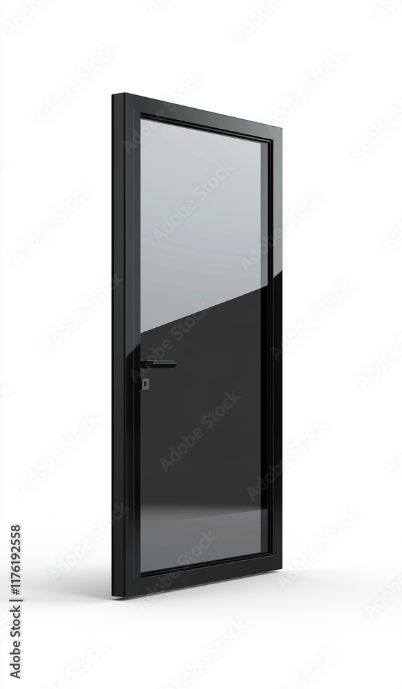 Black door with a frame, isolated on a white background. Minimal creative vintage interior concept with copy space. Copy space, flat lay. Advertisement for furniture stores. Black door with a frame, isolated on a white background. Minimal creative vintage interior concept with copy space. Copy space, flat lay. Advertisement for furniture stores.