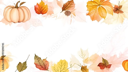 Wallpaper Mural autumn border seamless pumpkins watercolor berries leaves leaf october september maple border seamless thanksgiving pumpkin autumn watercolor illustration isolated background drawn red white yellow Torontodigital.ca
