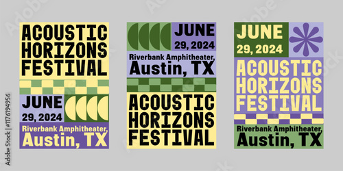 Event poster set with minimalist maximalist style, Promo  and sale flyer design for social media. Colorful poster collection for print. Trendy poster design for print and promotion