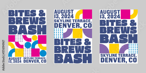 Event poster set with minimalist maximalist style, Promo  and sale flyer design for social media. Colorful poster collection for print. Trendy poster design for print and promotion