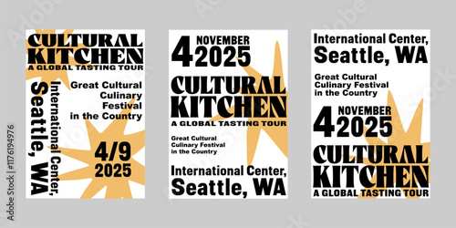 Event poster set with minimalist maximalist style, Promo  and sale flyer design for social media. Colorful poster collection for print. Trendy poster design for print and promotion