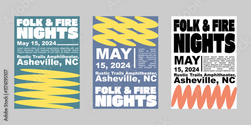 Event poster set with minimalist maximalist style, Promo  and sale flyer design for social media. Colorful poster collection for print. Trendy poster design for print and promotion