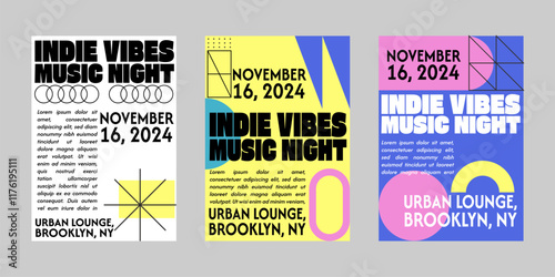 Event poster set with minimalist maximalist style, Promo  and sale flyer design for social media. Colorful poster collection for print. Trendy poster design for print and promotion