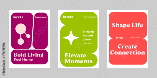 Event poster set with minimalist maximalist style, Promo  and sale flyer design for social media. Colorful poster collection for print. Trendy poster design for print and promotion