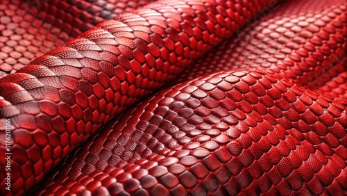 Red textured leather with a patterned design that mimics the scales of a serpent