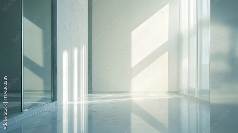 Fototapeta premium A large, empty room with a window that lets in sunlight