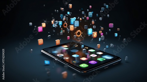 Smartphone Displaying Numerous Applications and Icons