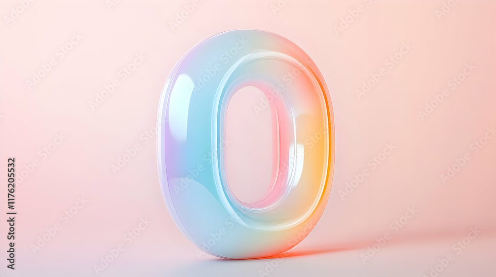 Glossy, colorful numeric figure '0' against a soft pastel background, showcasing modern design and vibrant aesthetics. Glossy, colorful numeric figure '0' against a soft pastel background, showcasing modern design and vibrant aesthetics.