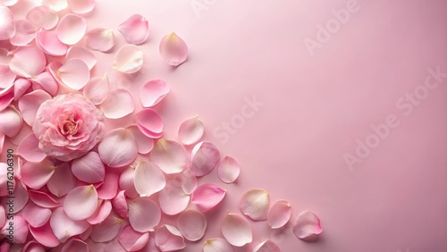 Delicate Damask Rose Petals on a Soft Pink Background