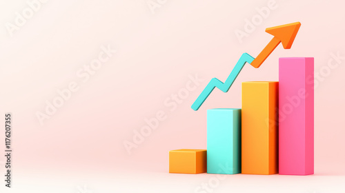 Colorful bar graph with upward trend on pastel background Free Download Colorful bar graph with upward trend on pastel background - GFXLoad